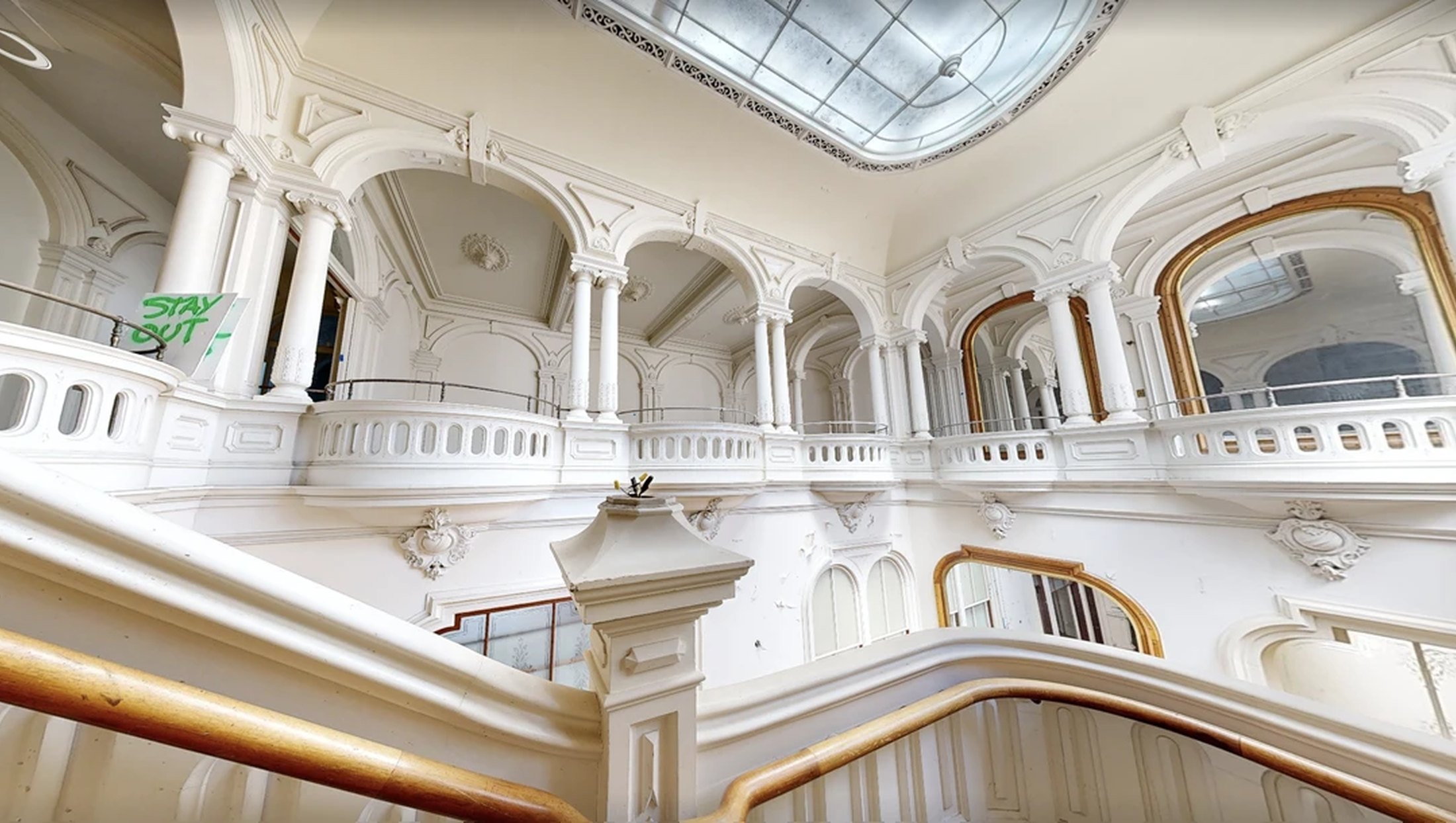 The arcaded gallery today, after years of vacancy