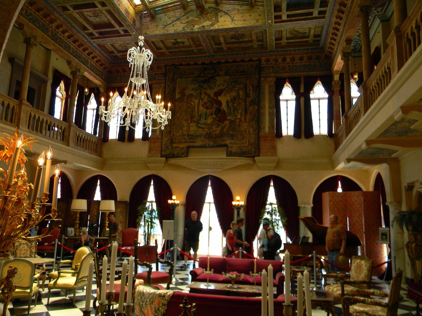 Visitors touring the Great Hall (Court) of the mansion, June 2014