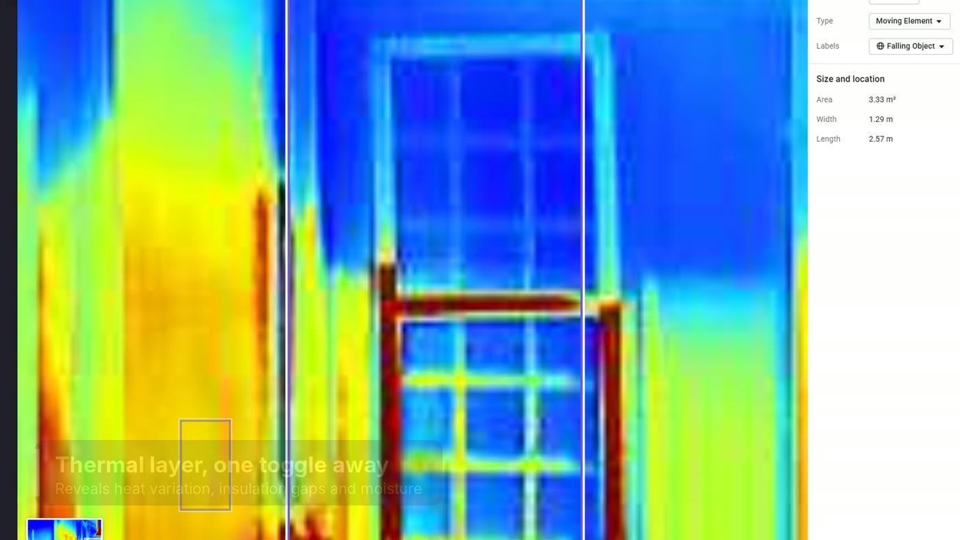Thermal imaging layer over a Ralston Hall window